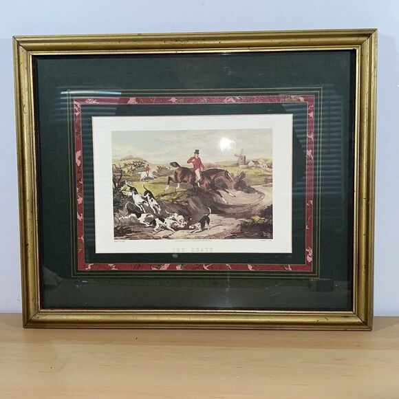 FRAMED FOX HUNT PRINT (THE DEATH) BY W. SHAYER ARTIST - Picture 1 of 8